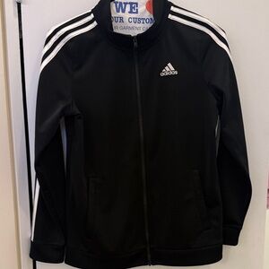 Adidas Kids Black Jacket with White Stripes